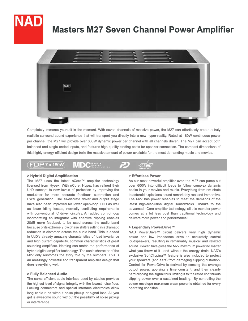 Page n°1 - Fiche technique NAD M27
