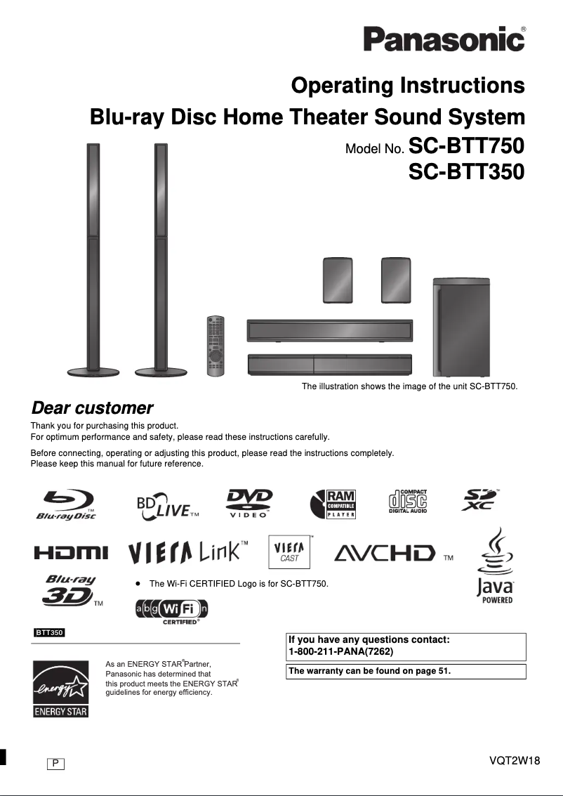 Image de la première page du manuel de l'appareil SC-BTT750
