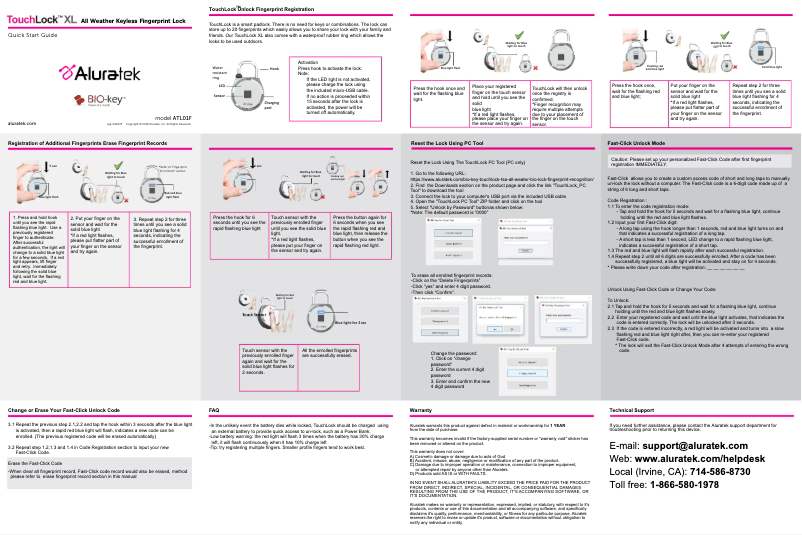Page n°1 - Manuel utilisateur Aluratek ATL01F