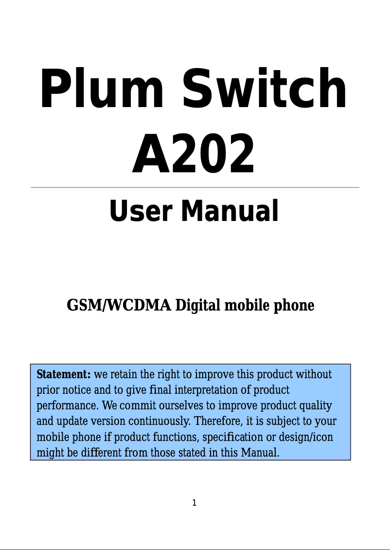 Página 1 del manual Manual de usuario Plum Switch