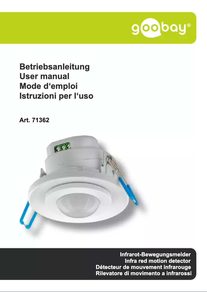 Page 1 de la notice Manuel utilisateur Wentronic 71362