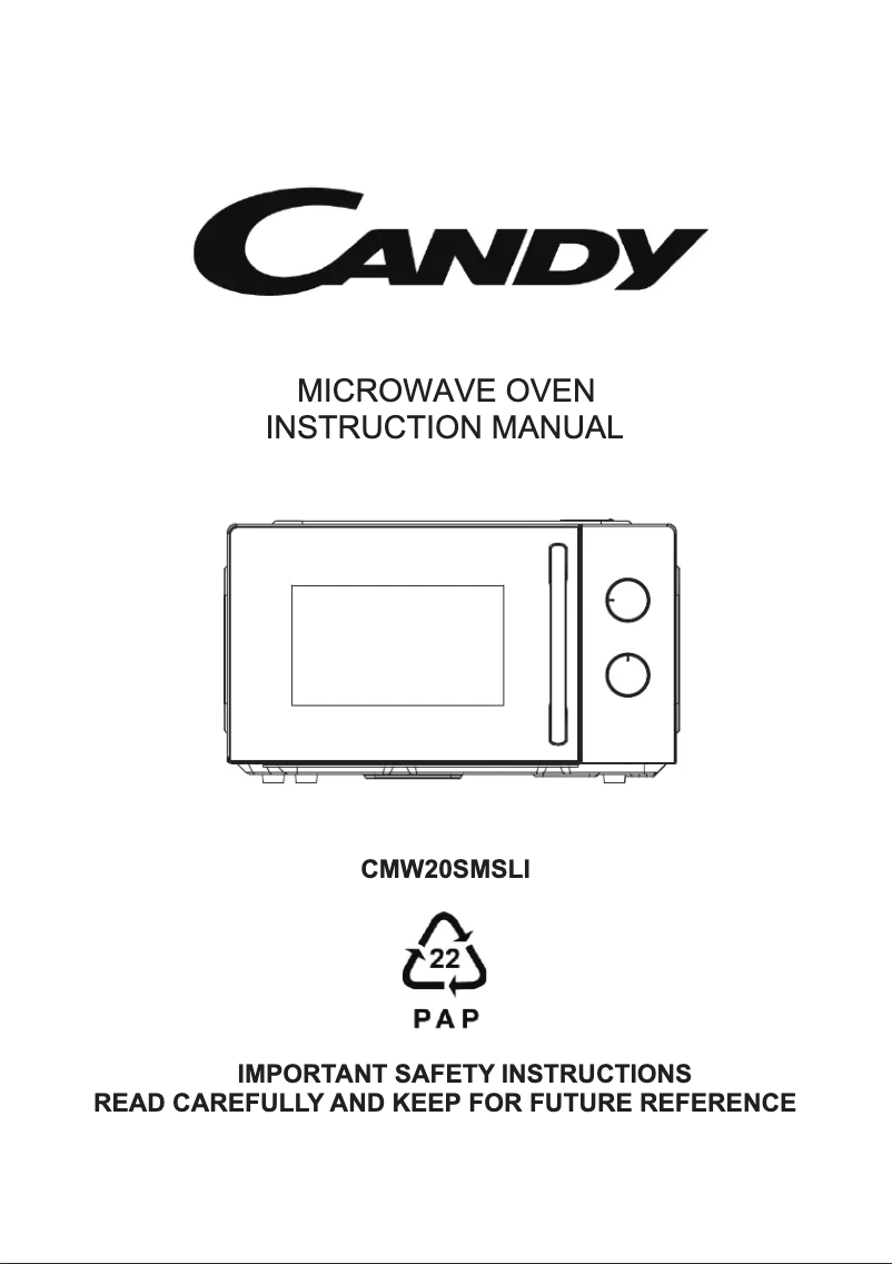 Page n°1 - Manuel utilisateur Candy CMW20SMSLI
