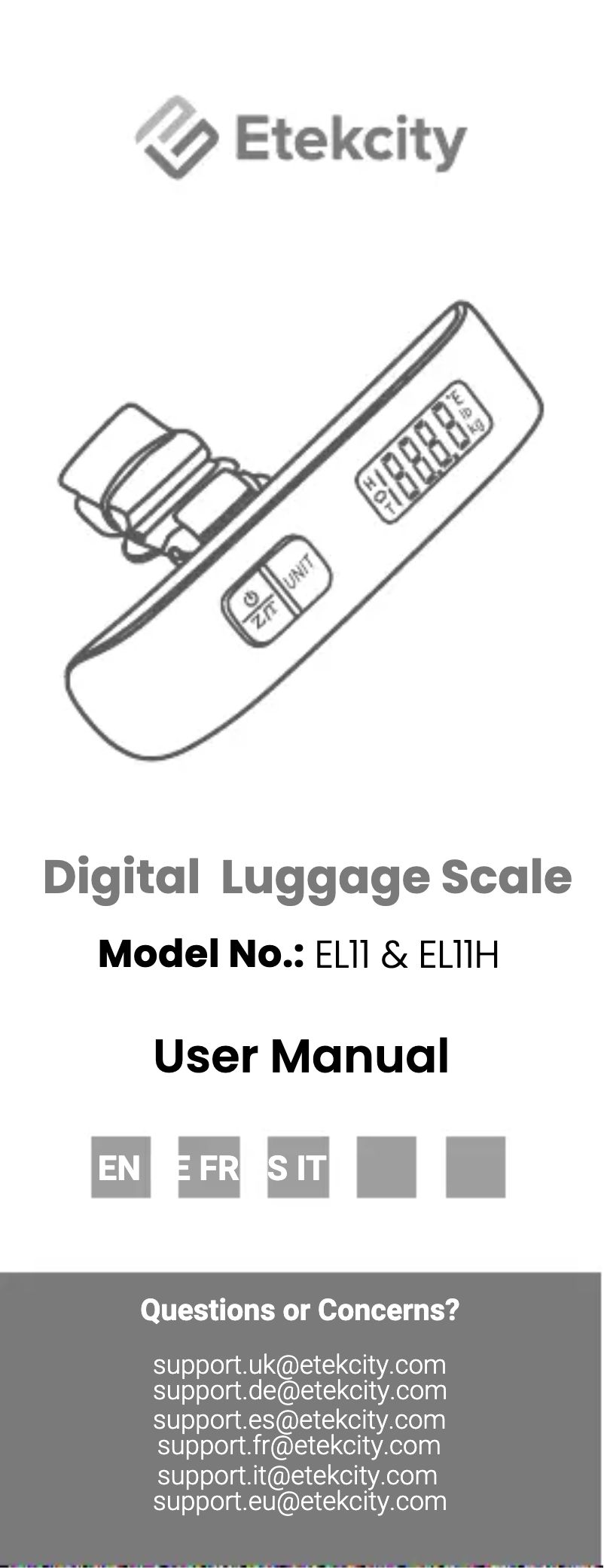 Page n°1 - Manuel utilisateur Etekcity EL11