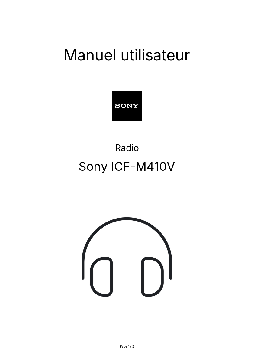 Image de la première page du manuel de l'appareil ICF-M410V