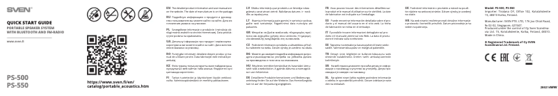 Page 1 de la notice Manuel utilisateur Sven PS-550