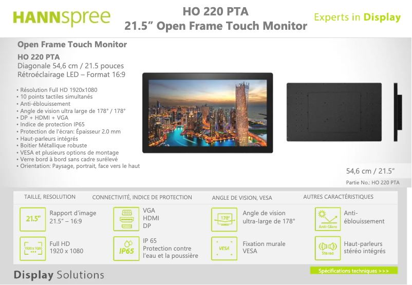 Page 1 de la notice Manuel utilisateur Hannspree HO 220 PTA