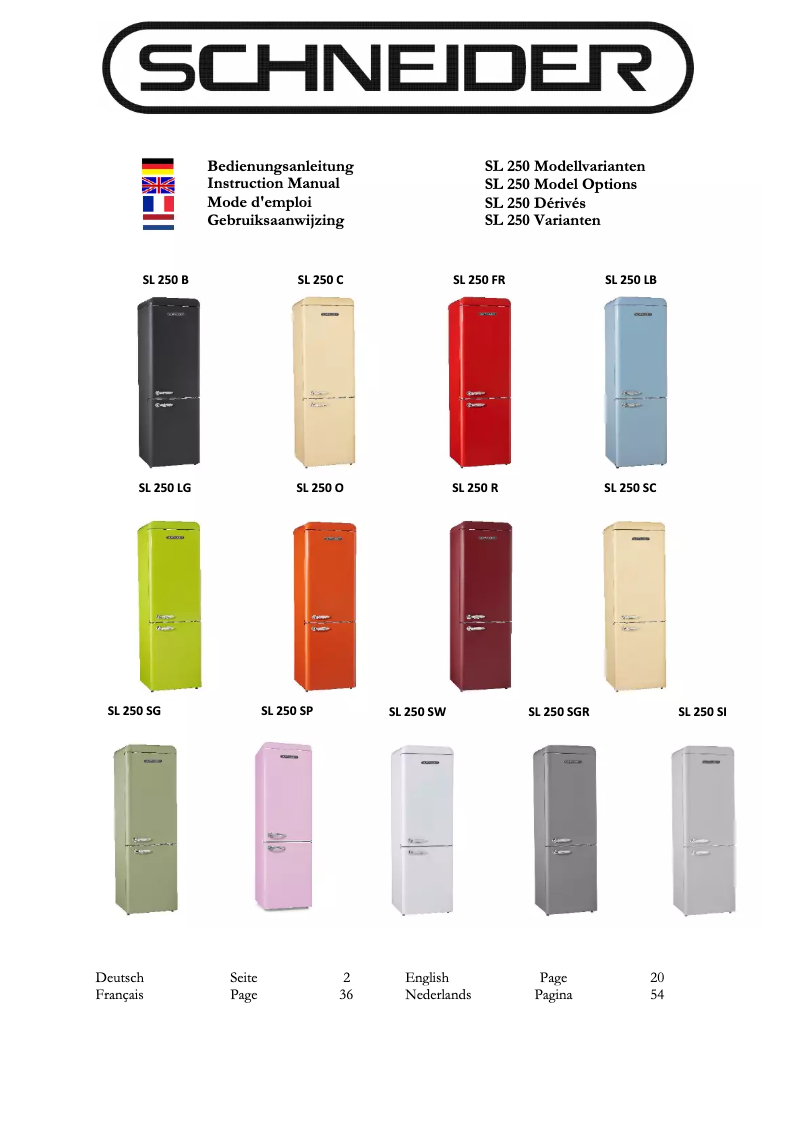 Image de la première page du manuel de l'appareil SL 250 SLB-CB A++