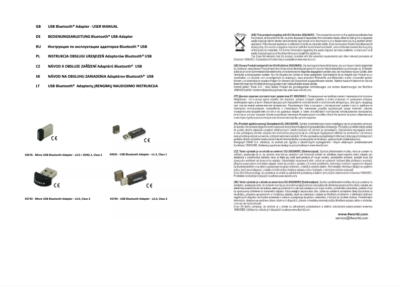 Page n°1 - Manuel utilisateur 4World 03476