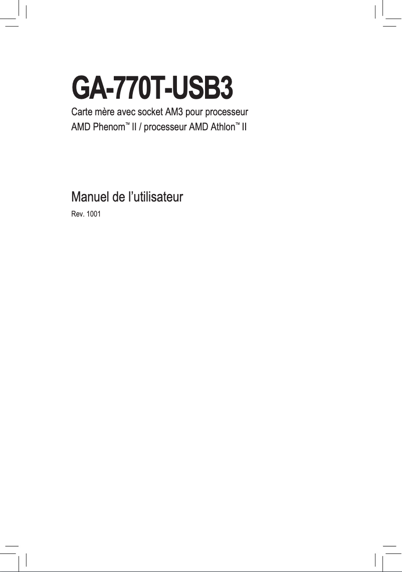 Image de la première page du manuel de l'appareil GA-770T-USB3