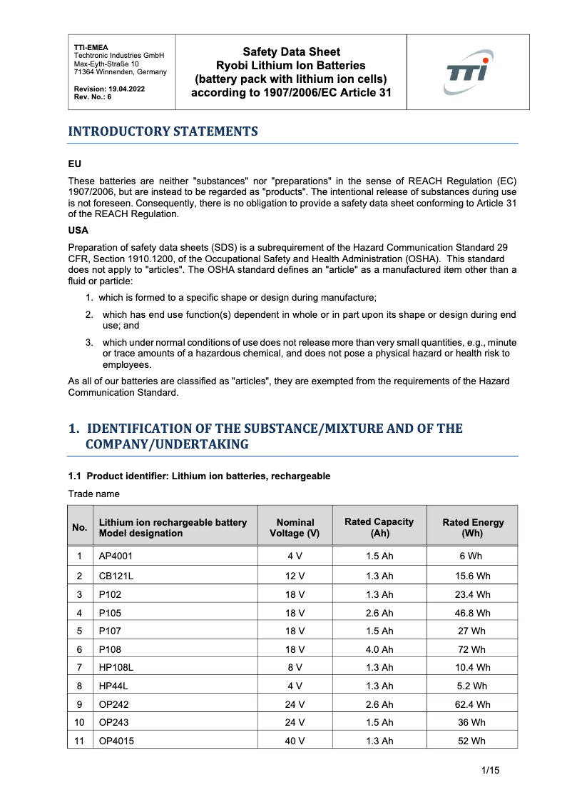 Page 1 de la notice Manuel utilisateur RYOBI Max Power RY36B40B
