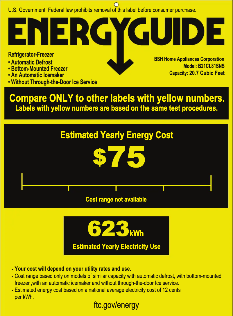 Page n°1 - Label énergétique Bosch B21CL1SNS