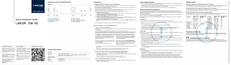 Page 1 de la notice Guide d'installation Lancom 750-5G