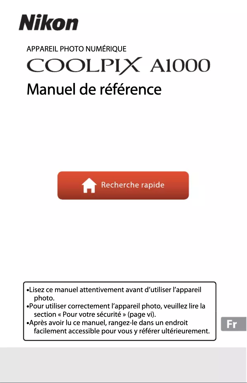 Page 1 de la notice Manuel utilisateur Nikon Coolpix A1000