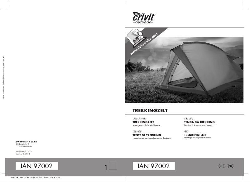 Page n°1 - Manuel utilisateur Crivit Z31979