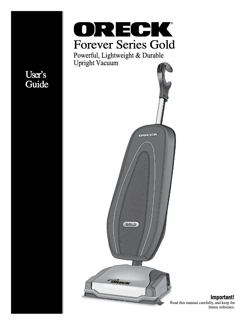 Page n°1 - Manuel utilisateur Oreck Forever Series Gold