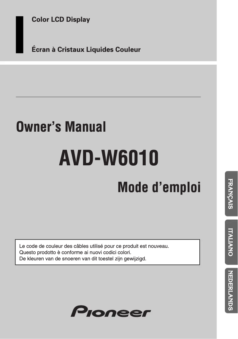 Page 1 de la notice Manuel utilisateur Pioneer AVD-W6010