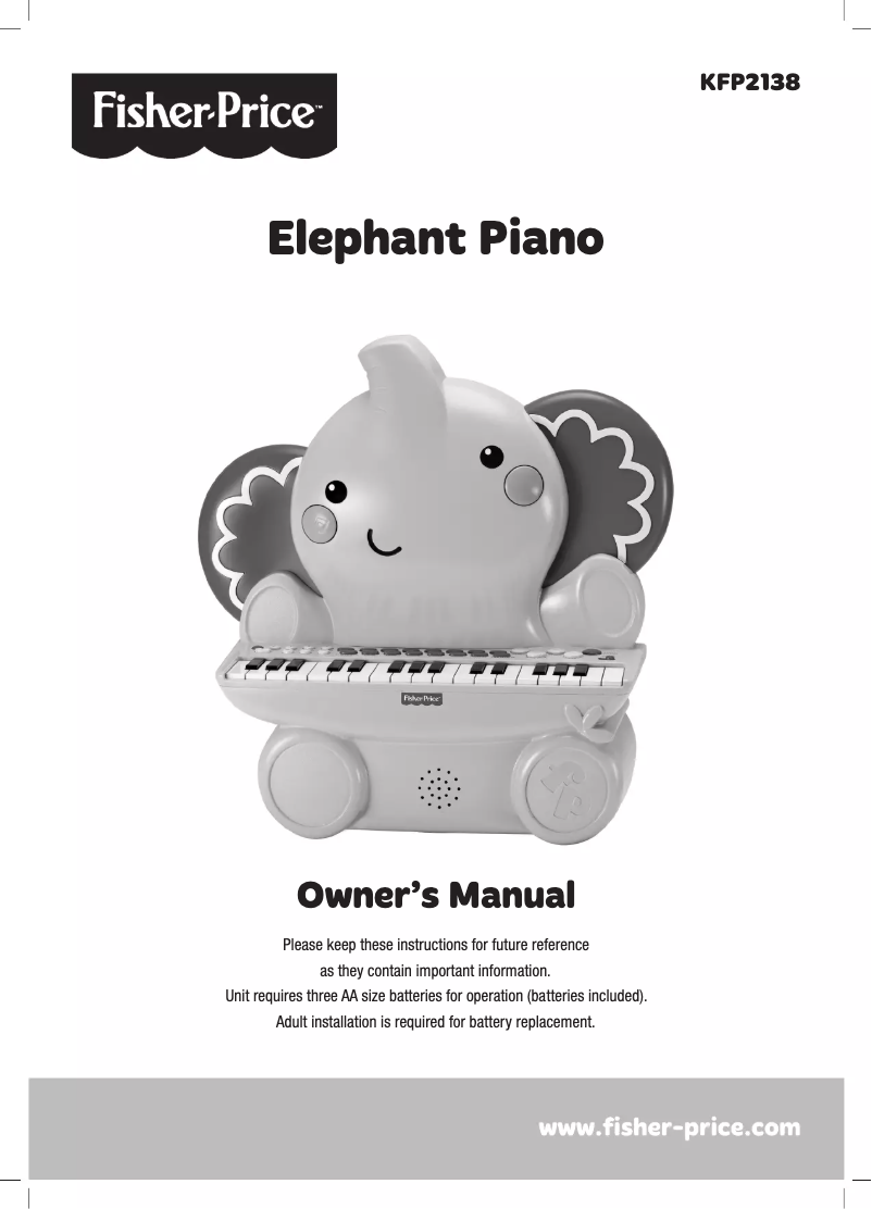 Page 1 de la notice Manuel utilisateur Fisher Price Elephant Piano KFP2138