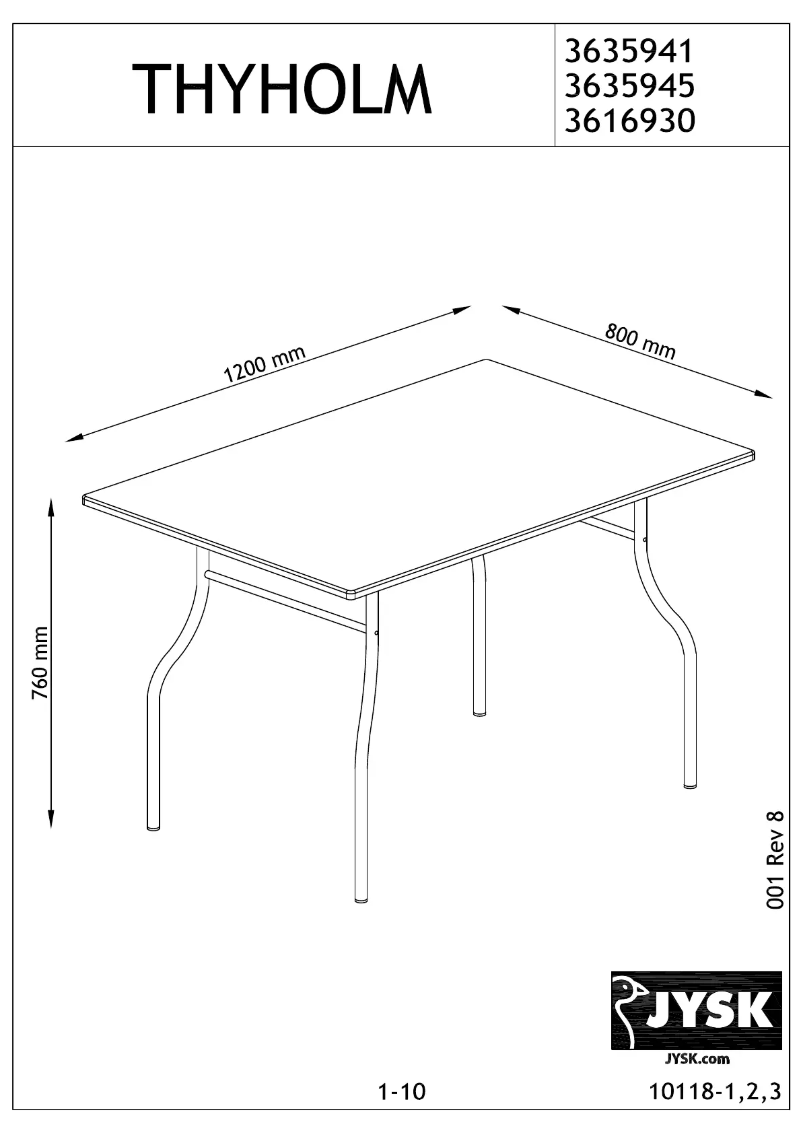 Page 1 de la notice Manuel utilisateur JYSK Thyholm (80x120x76)