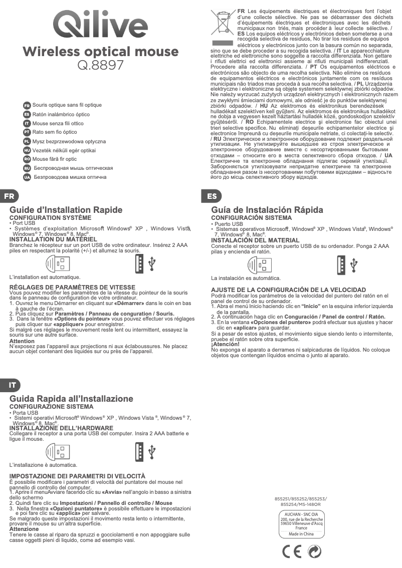 Page 1 de la notice Manuel utilisateur Qilive Q.8897