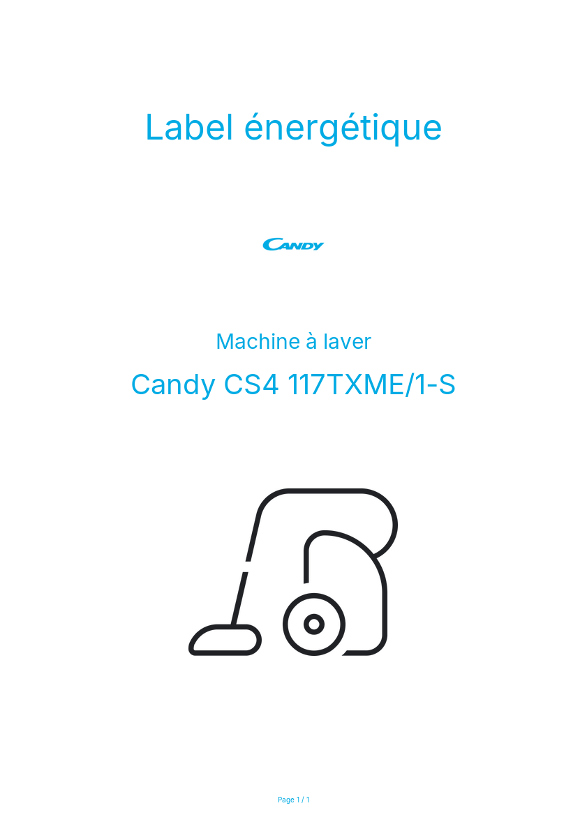 Page n°1 - Label énergétique Candy CS4 117TXME/1-S
