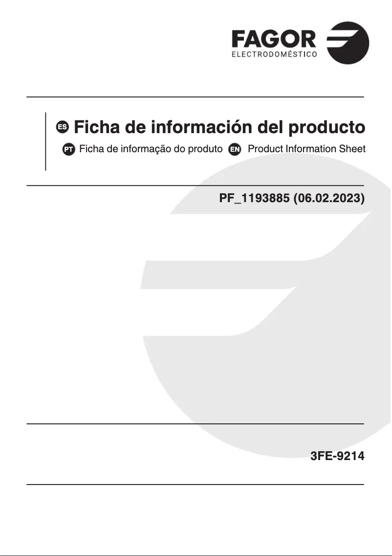 Page n°1 - Fiche technique Fagor 3FE-9214