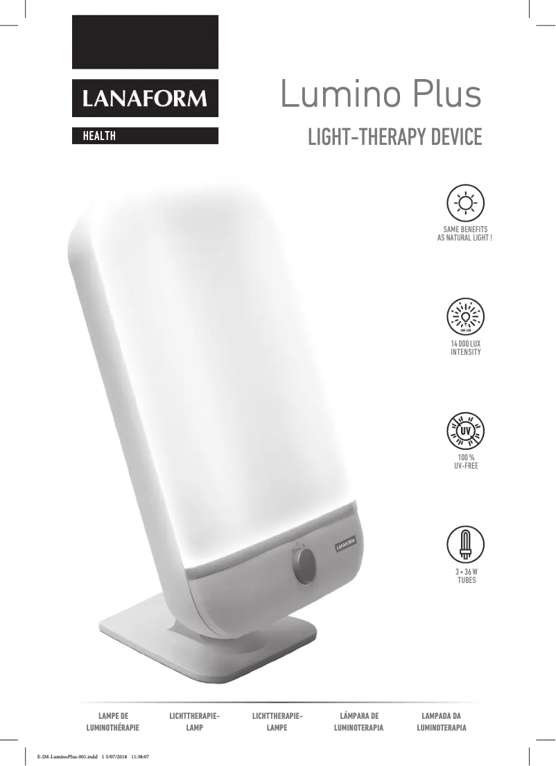 Page 1 of the manual User Manual Lanaform Lumino Plus