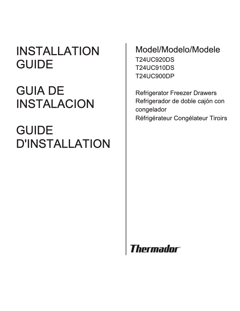Page 1 de la notice Guide d'installation Thermador T24UC910DS