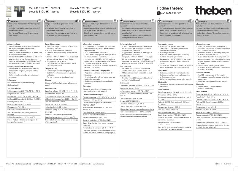 Page 1 de la notice Manuel utilisateur Theben theLeda S20L
