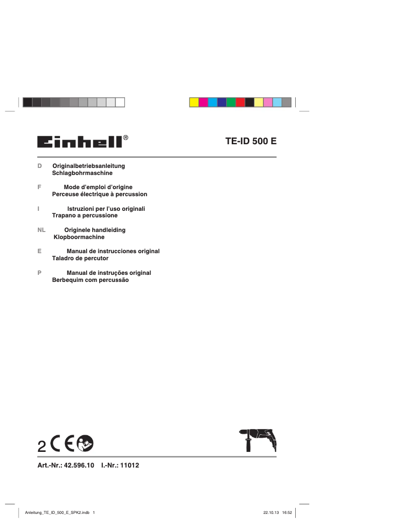 Page 1 de la notice Manuel utilisateur Einhell TE-ID 500 E