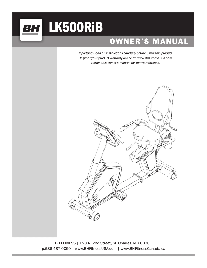 Page 1 de la notice Manuel utilisateur BH Fitness LK500RiB