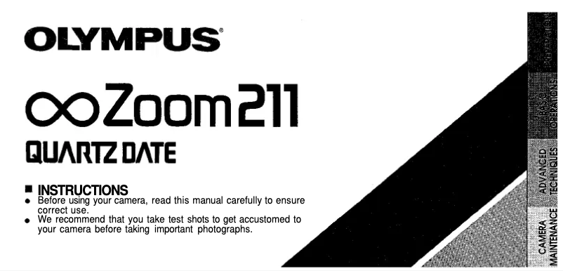 Page 1 de la notice Manuel utilisateur Olympus Infinity Zoom 211