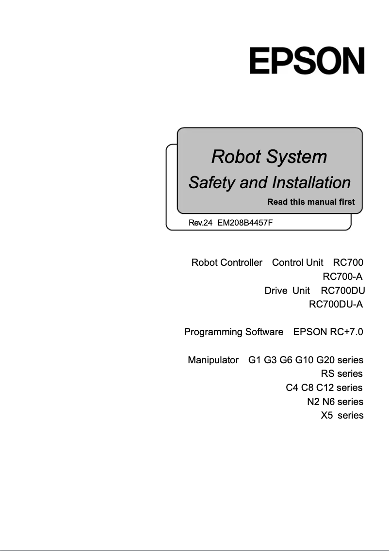 Page n°1 - Manuel utilisateur Epson Controller RC700