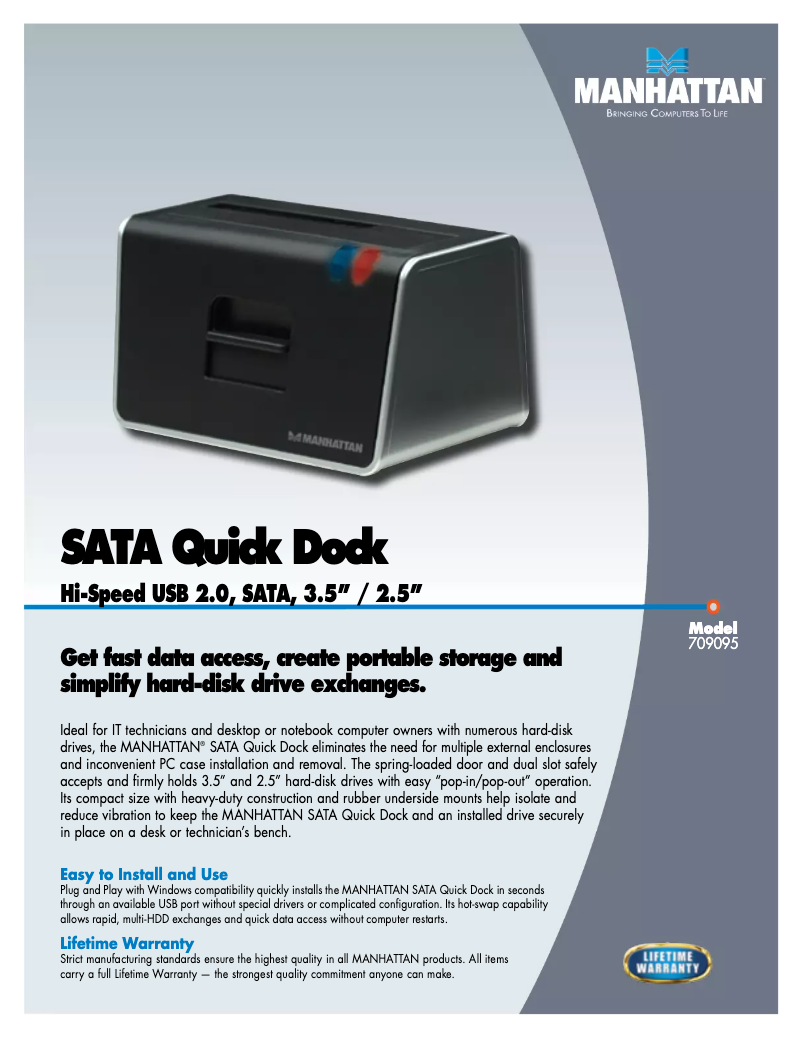 Image de la première page du manuel de l'appareil SATA Quick Dock