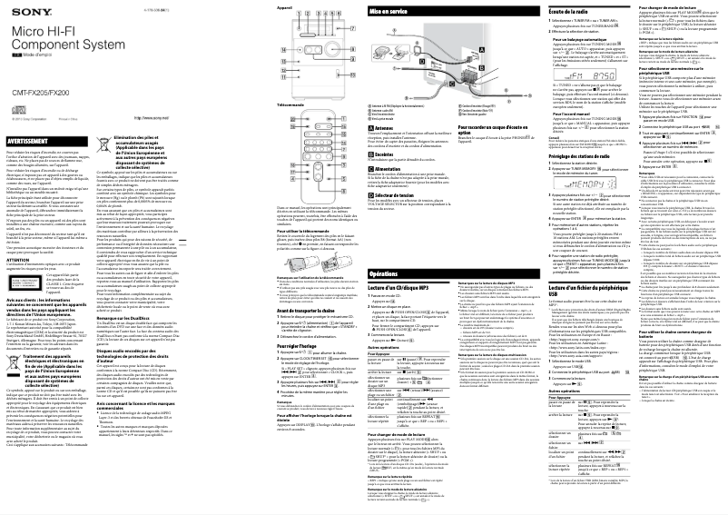 Image de la première page du manuel de l'appareil CMT-FX205