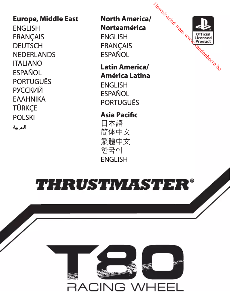 Page n°1 - Manuel utilisateur Thrustmaster T80 Racing Wheel