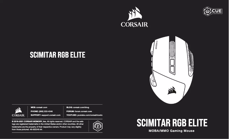 Page 1 de la notice Guide de démarrage rapide Corsair Scimitar RGB Elite