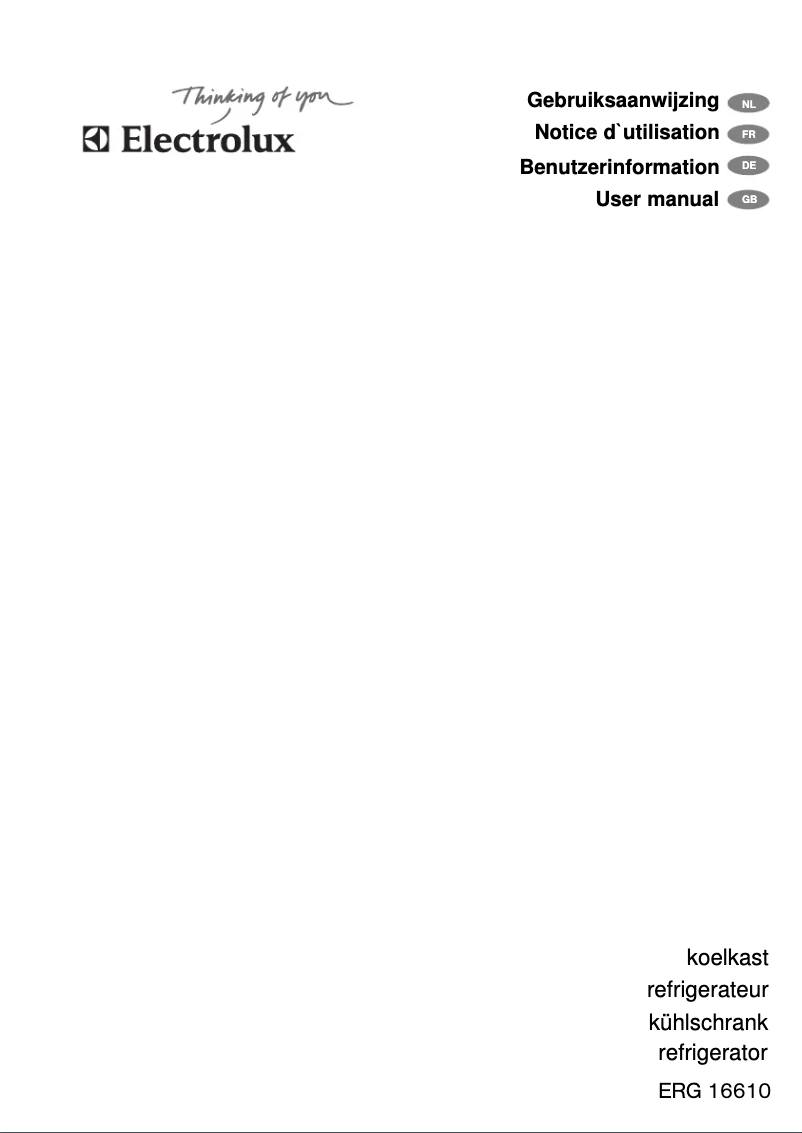 Page 1 de la notice Manuel utilisateur Electrolux ERG16610