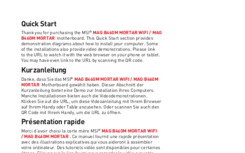 Page n°1 - Manuel utilisateur MSI MAG B460M Mortar
