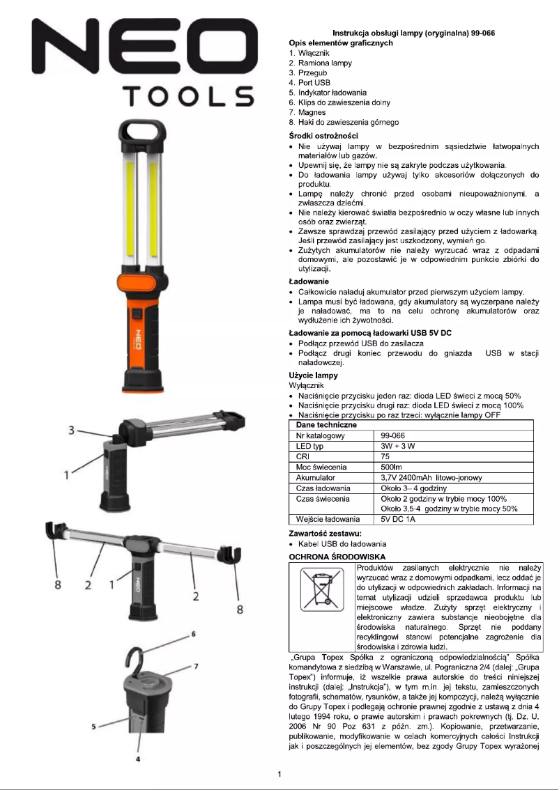 Page 1 de la notice Manuel utilisateur Neo 99-066
