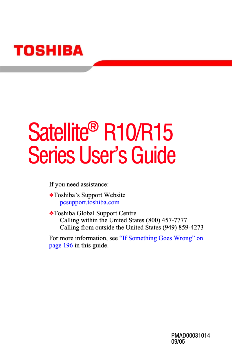 Image de la première page du manuel de l'appareil Satellite R10