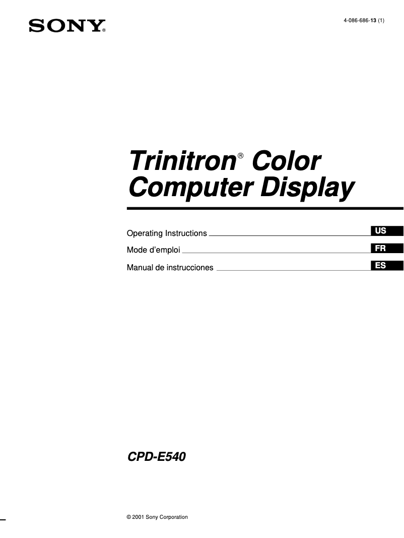 Page 1 de la notice Manuel utilisateur Sony CPD-E540