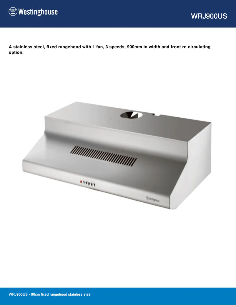 Page 1 de la notice Fiche technique Westinghouse WRJ900US