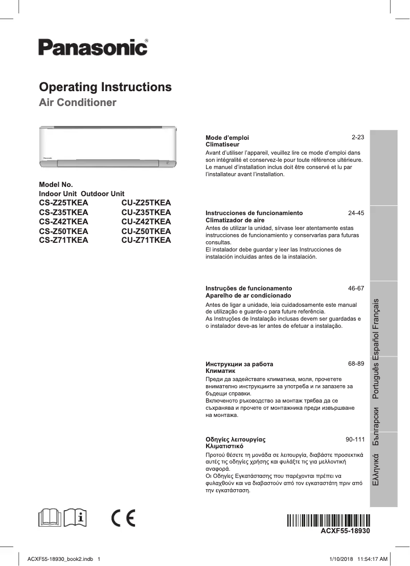 Page n°1 - Manuel utilisateur Panasonic CS-Z35TKEA