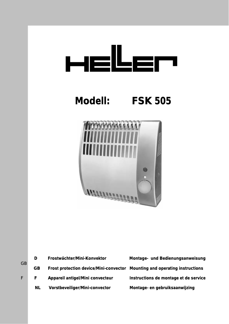 Page 1 de la notice Manuel utilisateur Heller FSK 505