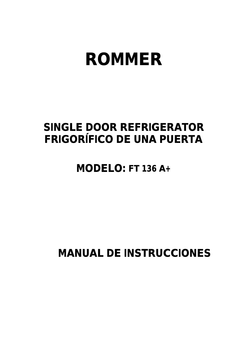Page n°1 - Manuel utilisateur Rommer FT 136