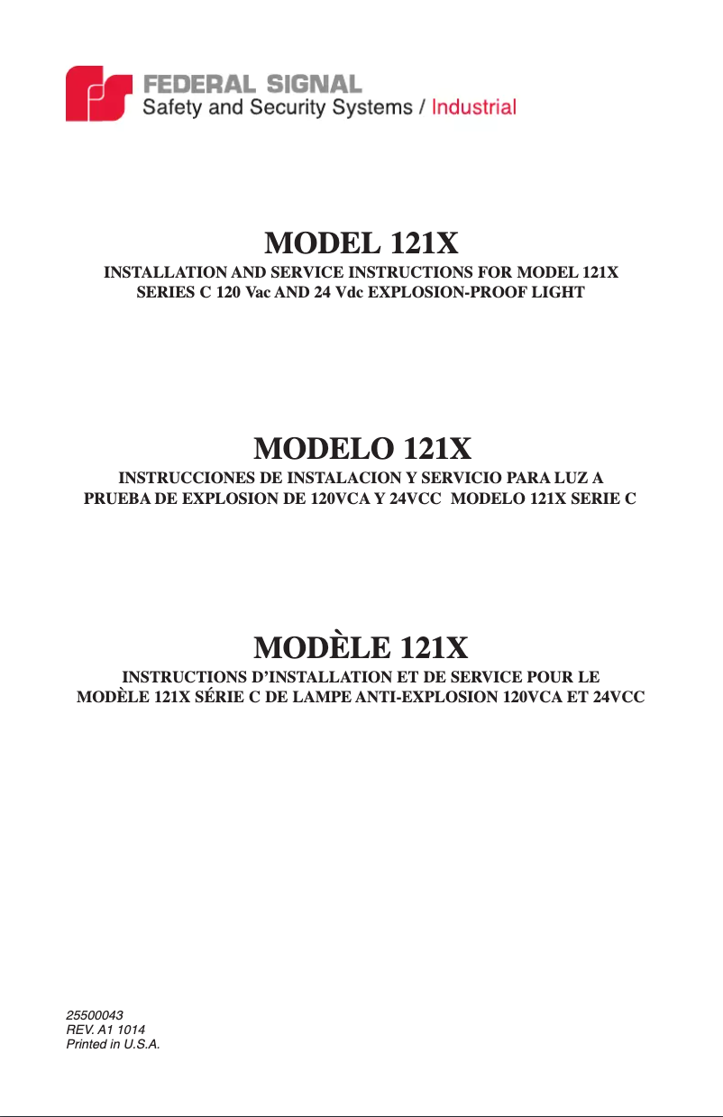 Page n°1 - Manuel utilisateur Federal Signal PMXC-SB