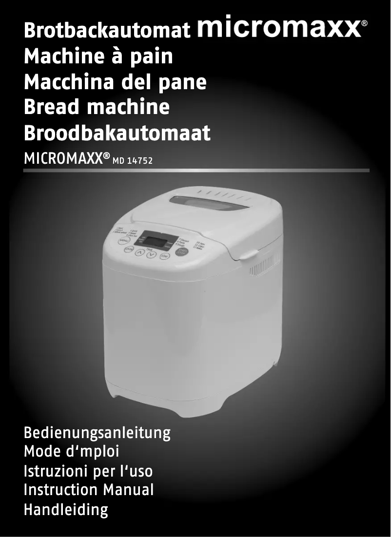 Page 1 de la notice Manuel utilisateur Micromaxx MD 14752
