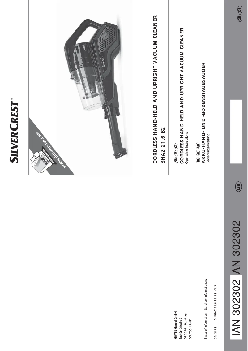 Page 1 de la notice Manuel utilisateur SilverCrest SHAZ 21.6 B2