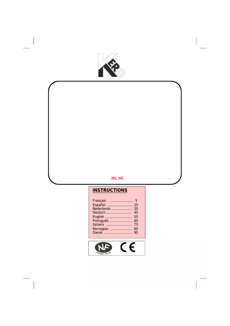 Page 1 de la notice Manuel utilisateur Kero 262