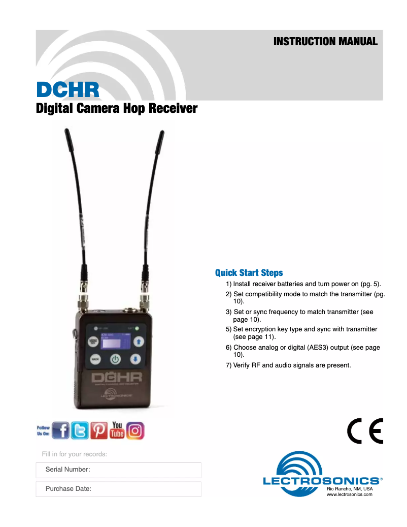 Page 1 of the manual User Manual Lectrosonics DCHR